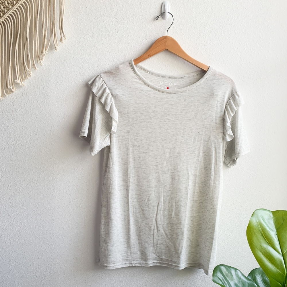 Poof New York Ruffled Sleeves Top White Sz. S